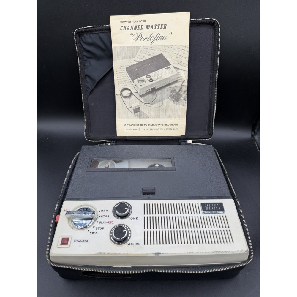 📼 Vintage Channel Master Portofino 8-Transistor Portable Tape Recorder #6549